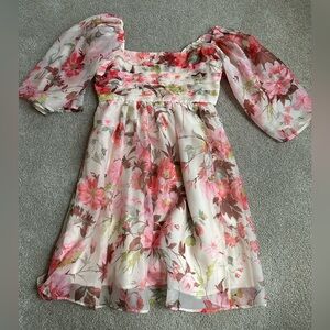 Abercrombie & Fitch Pink and Orange Sundress with Bishop Sleeves